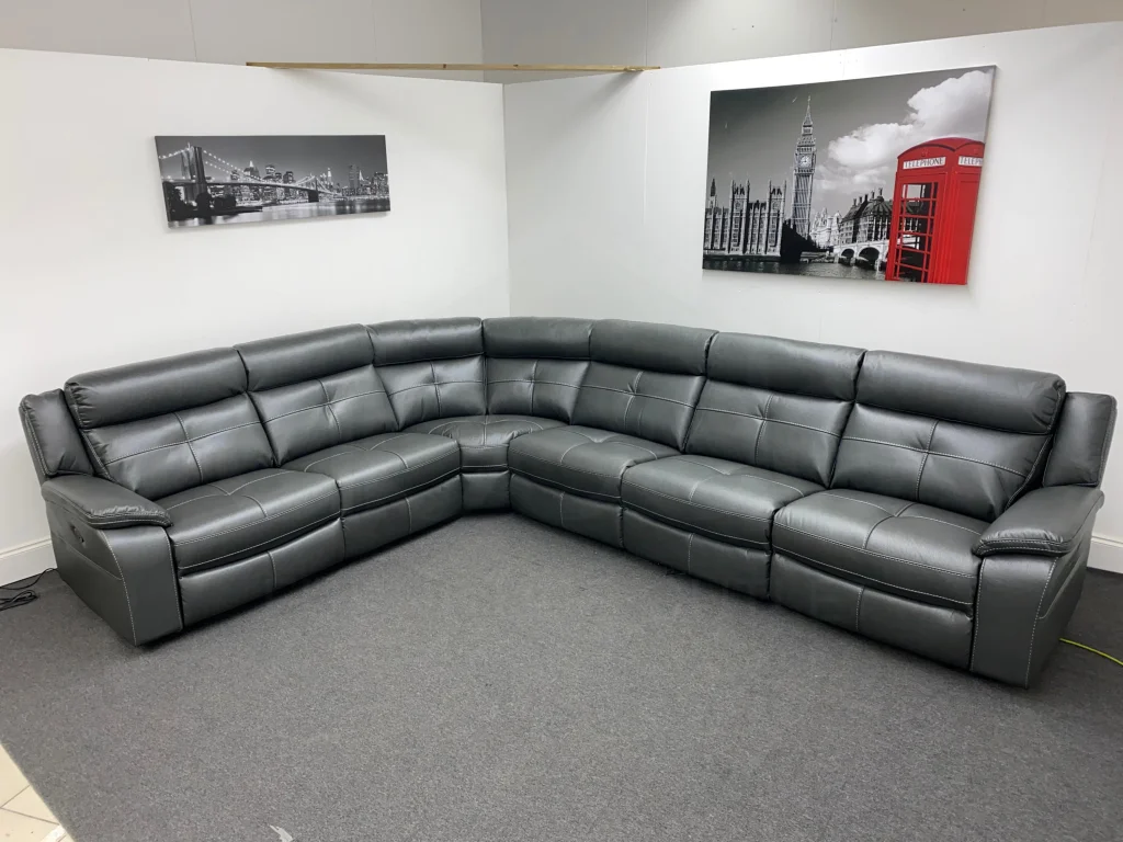 Large Parker Electric Recliner Grey Milano Leather Fully Modular / Sectional Corner Sofa - Image 9