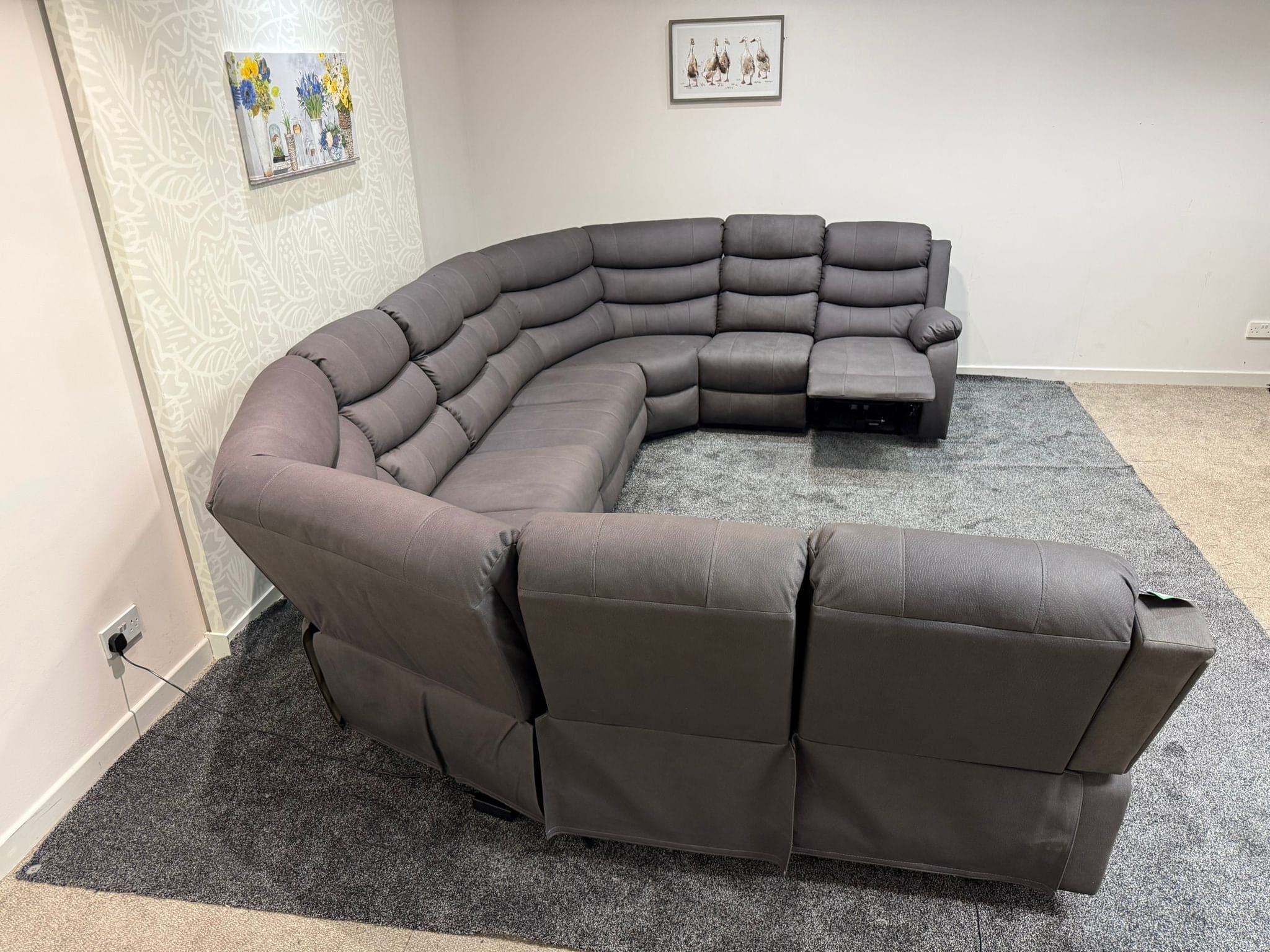 Large Willow Grey Fabric U Shape Corner Sofa With Fold down Tray Table - Image 10