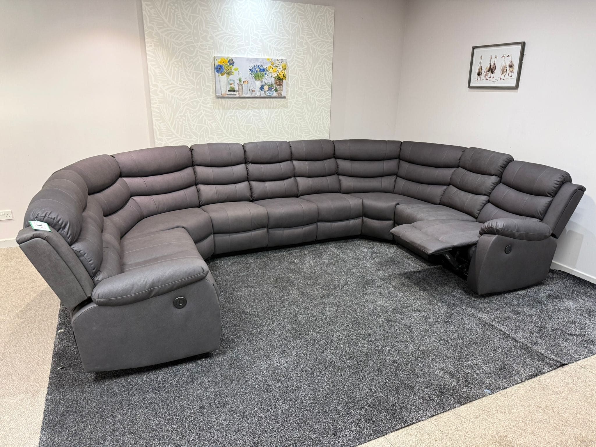 Large Willow Grey Fabric U Shape Corner Sofa With Fold down Tray Table - Image 6
