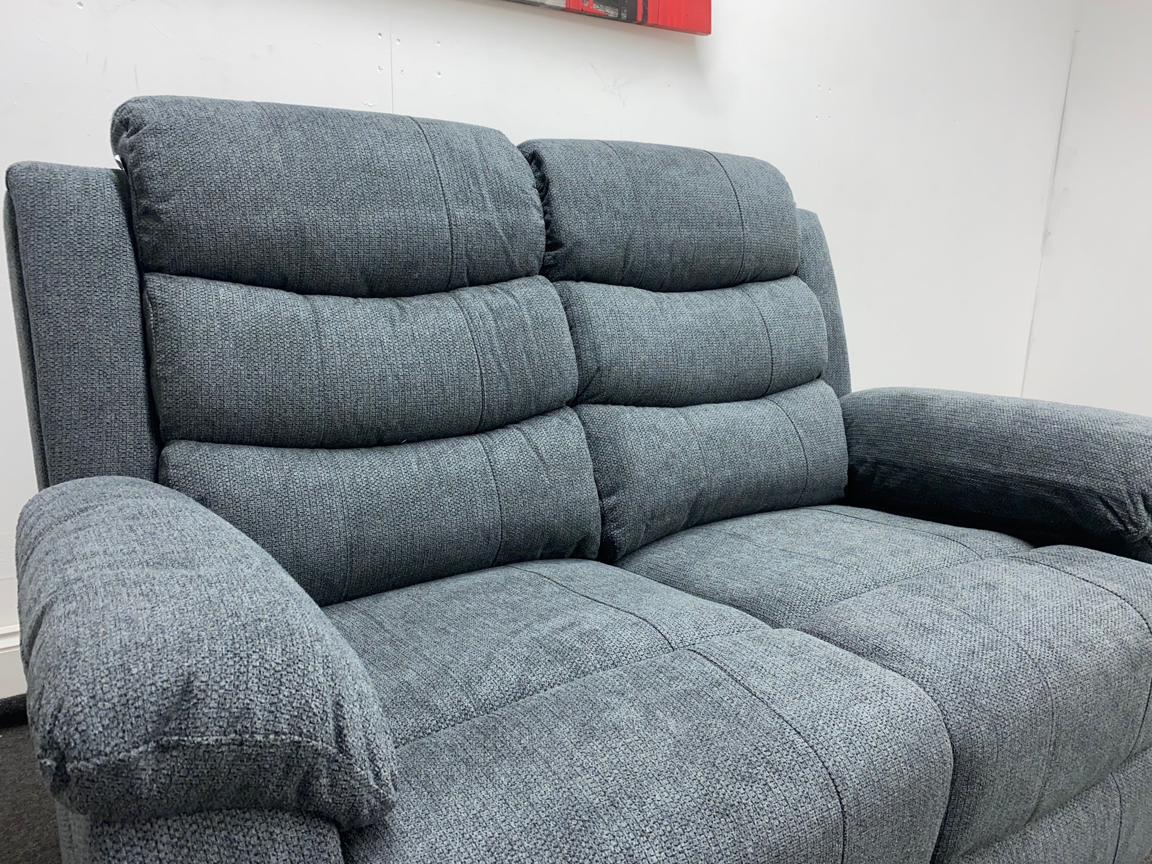 ‘Lewson’ Charcoal Grey Fabric Recliner 3 Seater + 2 Seater Sofa Set + Drinks Tray Table | Couch | - Image 9
