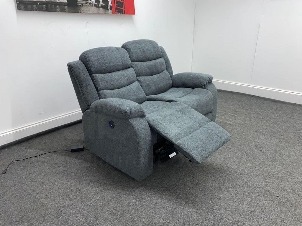 LIMITED TIME OFFER - Lewson Dark Grey Fabric 2 Seater Recliner Sofa - Image 5