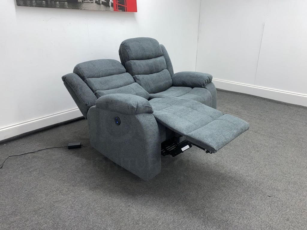 LIMITED TIME OFFER - Lewson Dark Grey Fabric 2 Seater Recliner Sofa - Image 6