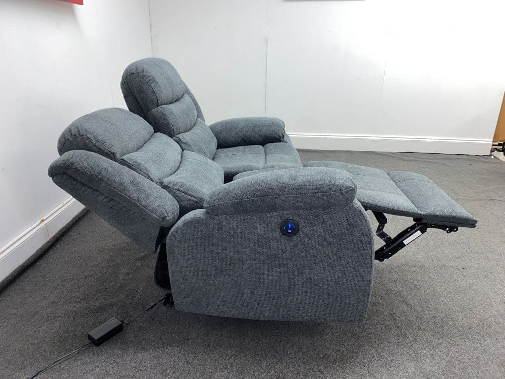 LIMITED TIME OFFER - "Lewson" Electric / Power Reclining Charcoal Grey Fabric Sofa Set - USB Charging & Drinks Tray Table Plus High Seating & Backrest Position | Couch | - Image 9
