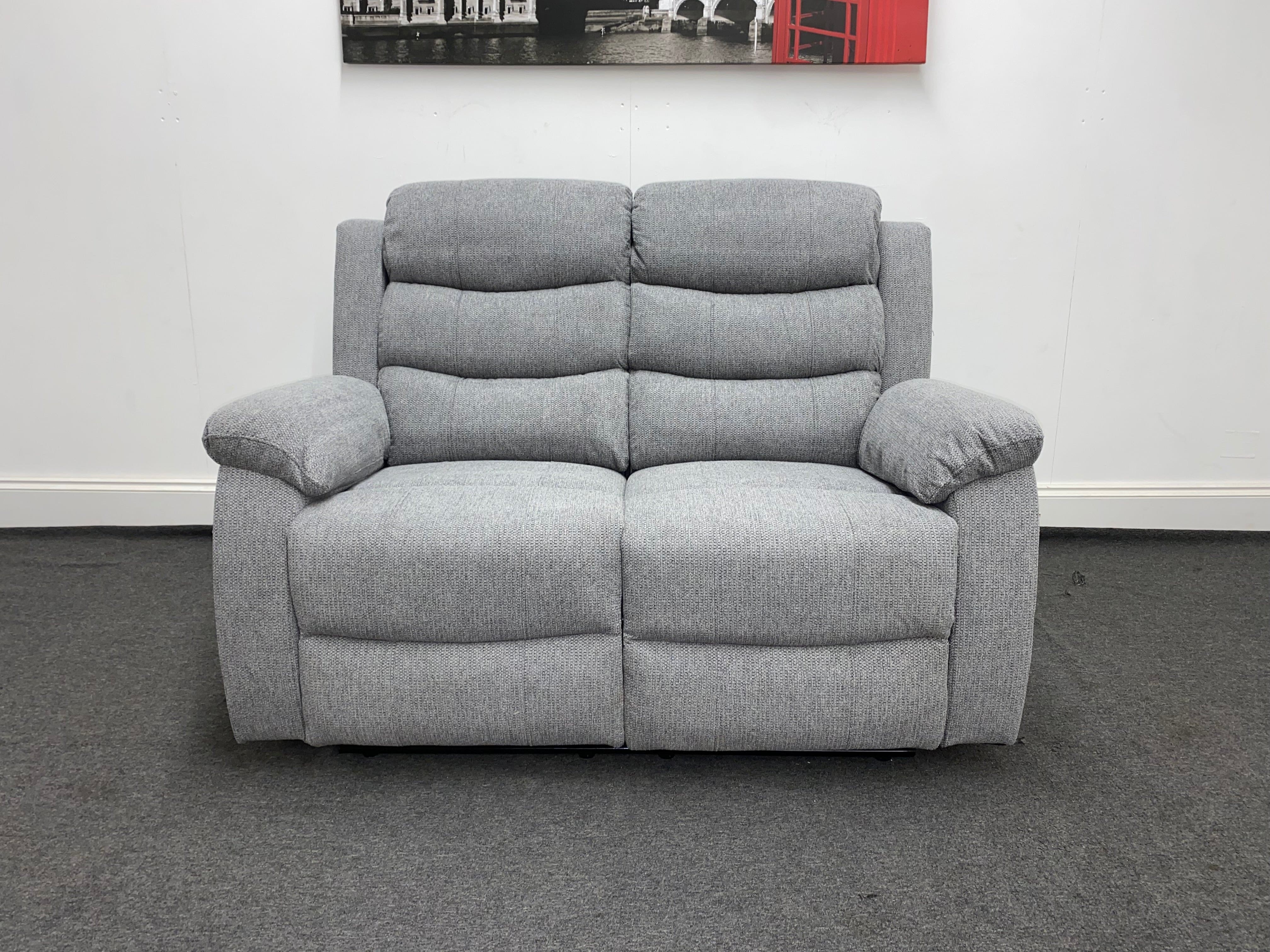 ‘Lewson’ Grey Fleck Fabric Recliner 2 + 1 + 1 Seater Sofa & Armchair Suite Set | Couch - Image 8