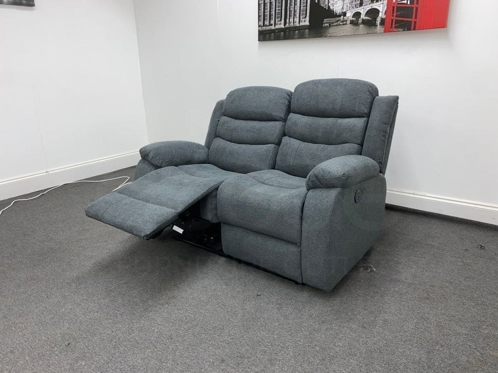 "Lewson" Manual Reclining Charcoal Grey Fabric Sofa Set Including a fold down drinks tray table. 3 seater, 2 seater or Chair | Couch | - Image 11