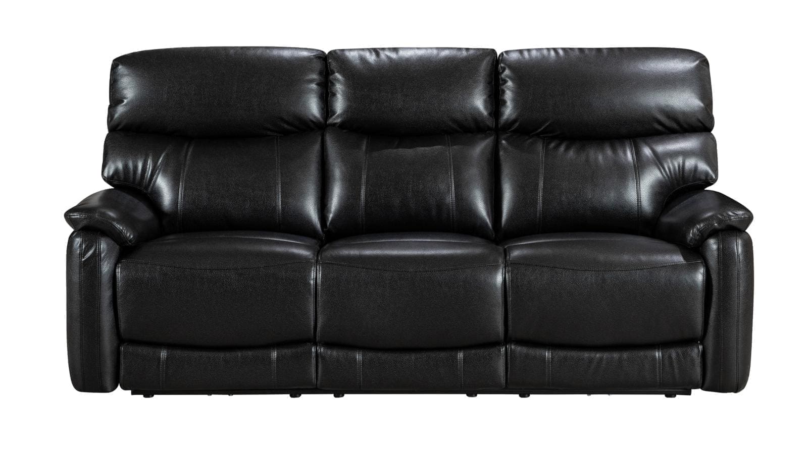 Black Milano Leather Electric / Power Reclining Sofa Range Suite Set With USB Charging Ports & Drop Down Tray Table - Image 5
