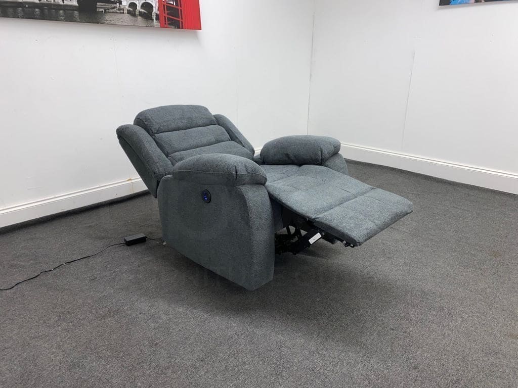 LIMITED TIME OFFER - "Lewson" Electric / Power Reclining Charcoal Grey Fabric Sofa Set - USB Charging & Drinks Tray Table Plus High Seating & Backrest Position | Couch | - Image 14