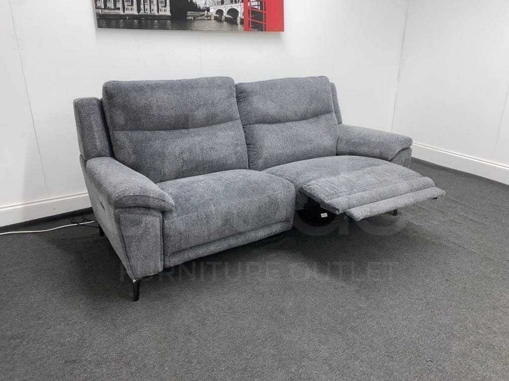 LIMITED TIME OFFER - Charcoal Grey Fabric Electric / Power Reclining 3 Seater Sofa Suite | USB Ports | Space Saving Recliner | Couch | - Image 2