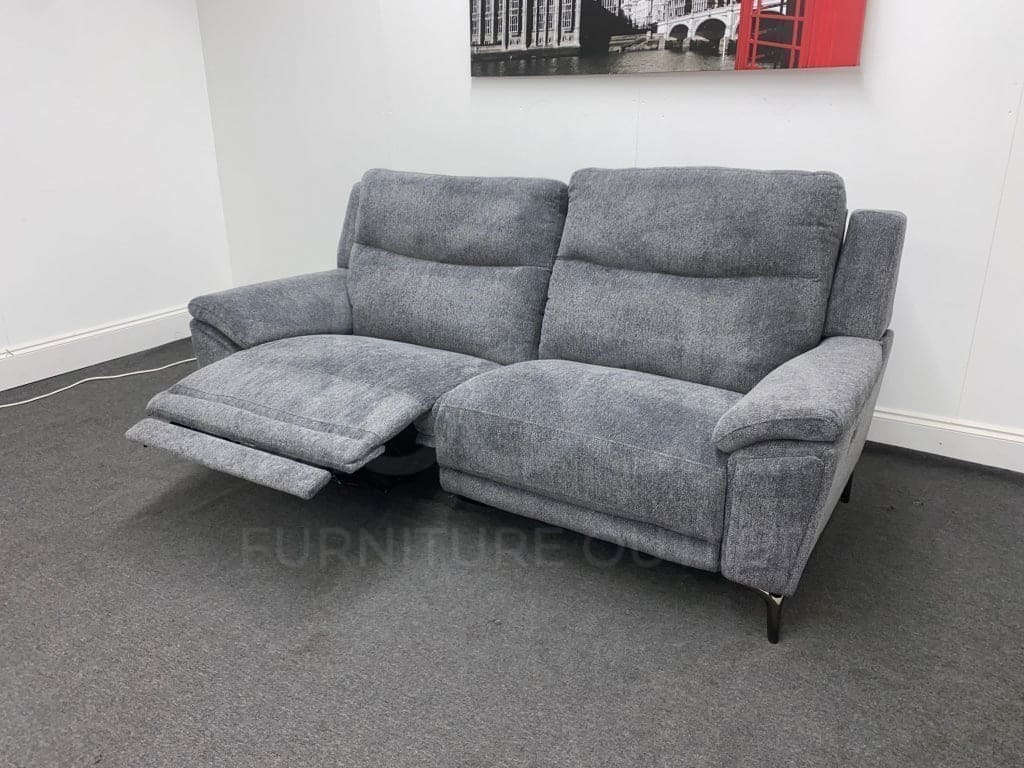 LIMITED TIME OFFER - Charcoal Grey Fabric Electric / Power Reclining 3 Seater Sofa Suite | USB Ports | Space Saving Recliner | Couch | - Image 3