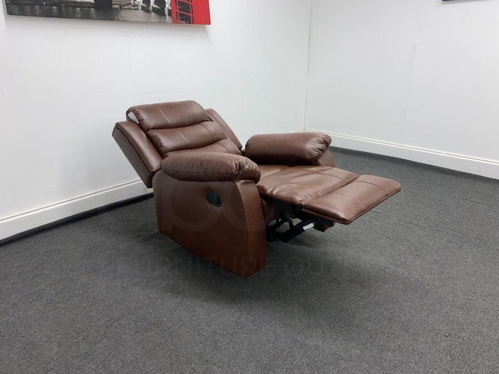 Lando Recliner Brown Leather Armchair - Image 3