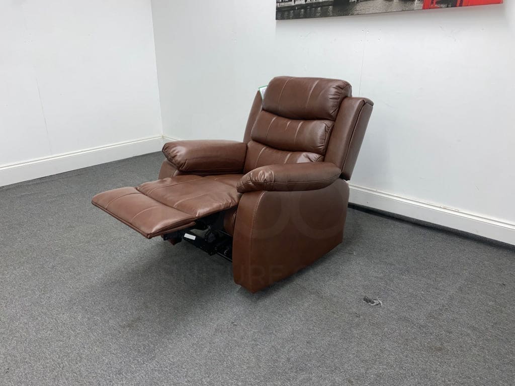 Lando Recliner Brown Leather Armchair - Image 4