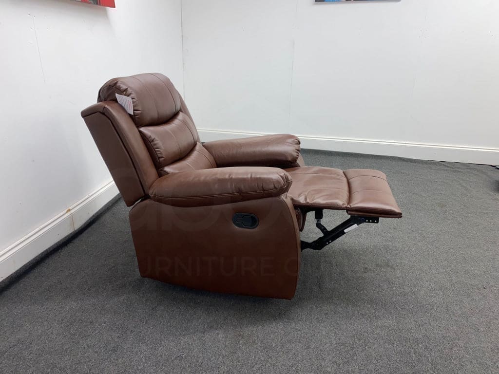 Lando Recliner Brown Leather Armchair - Image 8