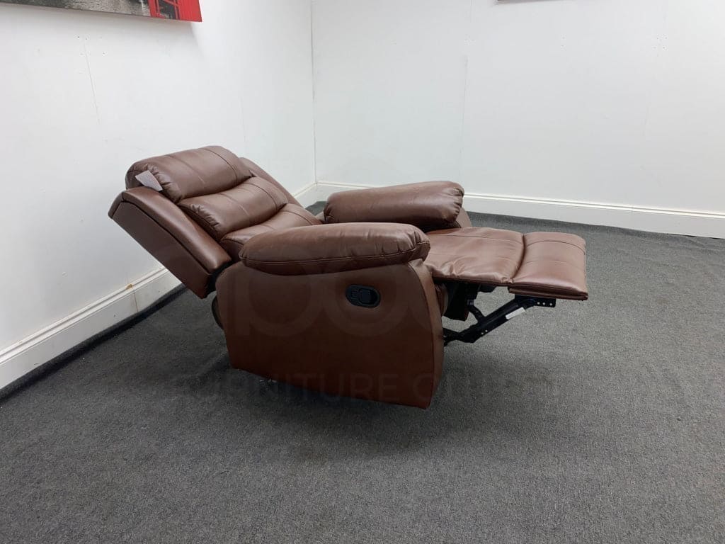 Lando Recliner Brown Leather Armchair - Image 9