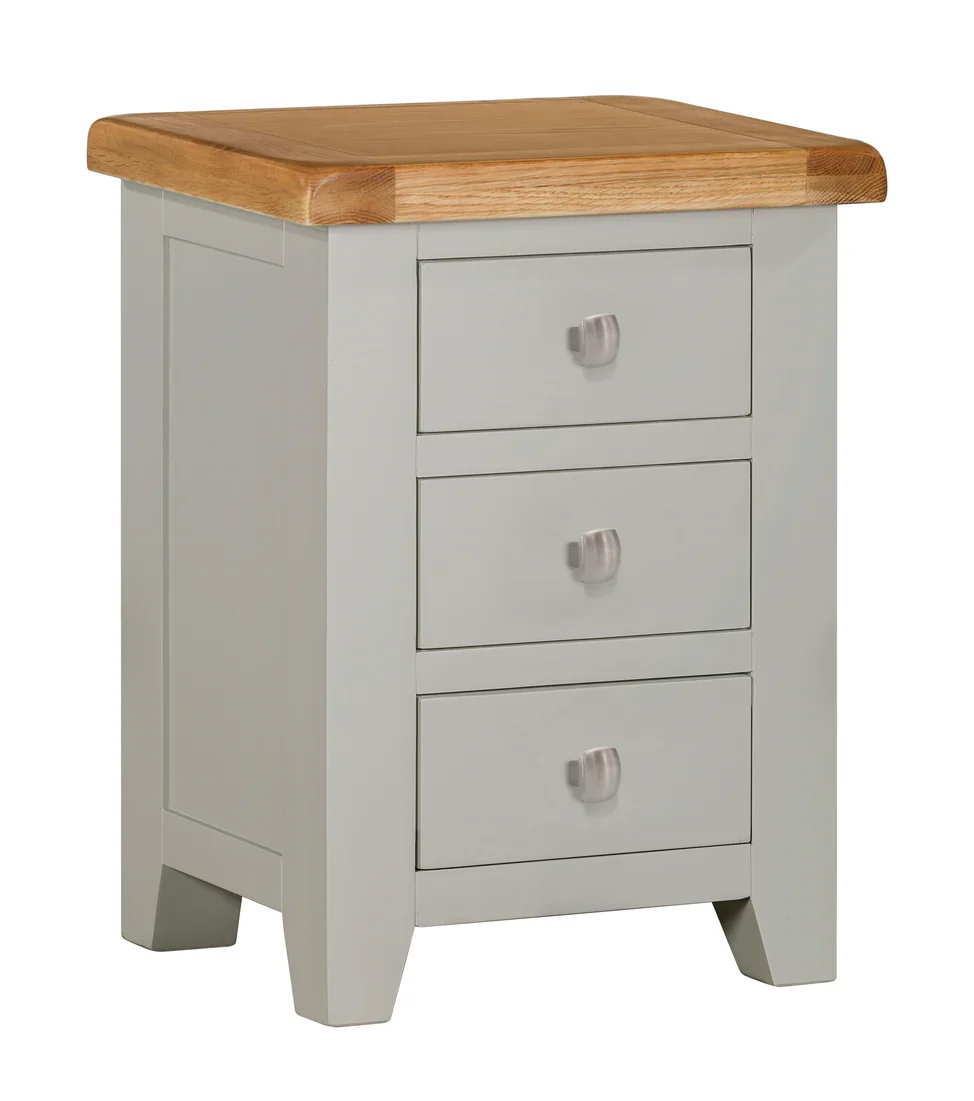 Lucca Real Hardwood Oak Bedside 3 Drawer