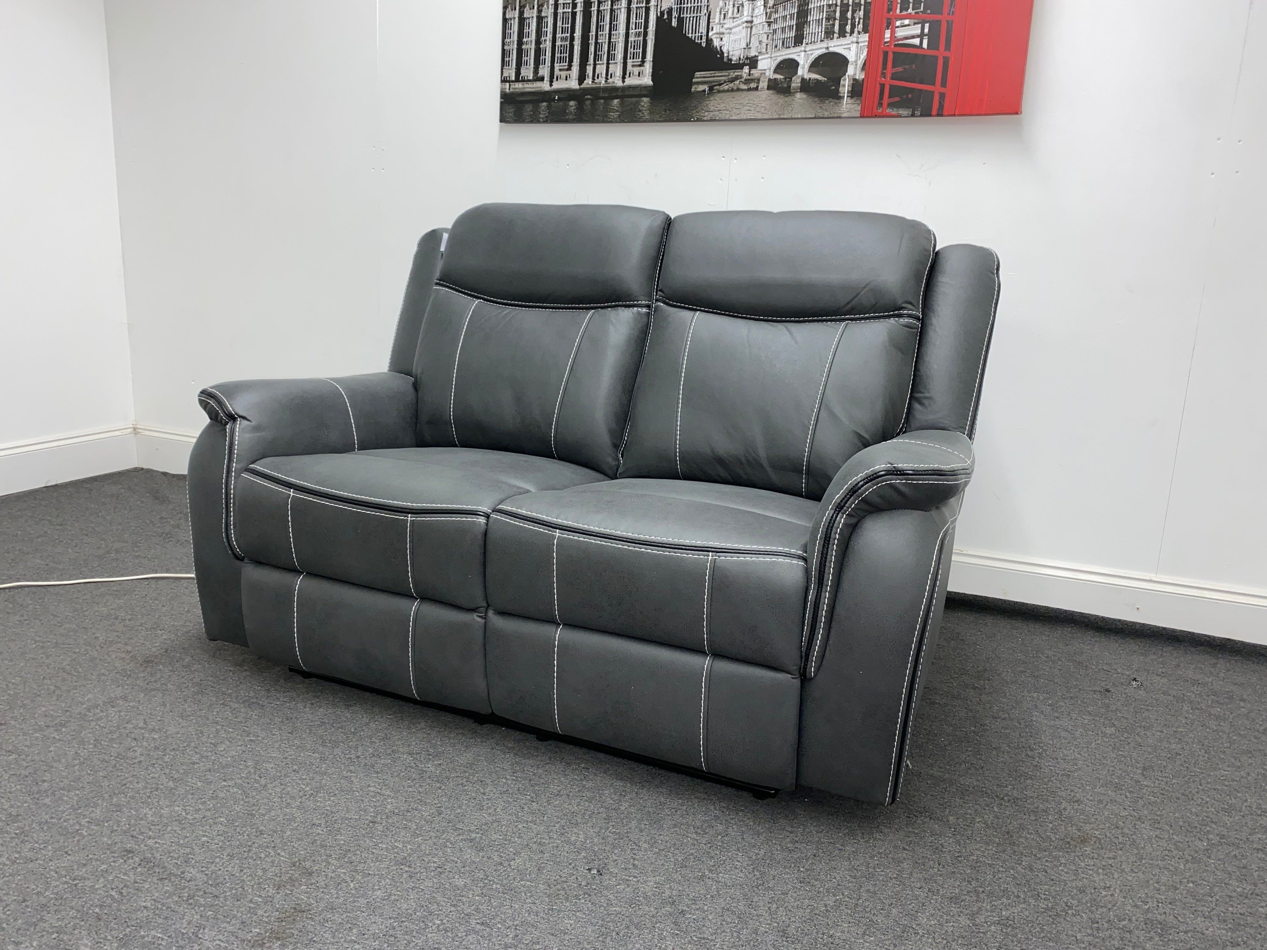 " Mason " Grey Microfibre Fabric 2 Seater Electric / Power Recliner Sofa Suite + USB Ports | Couch | - Image 6