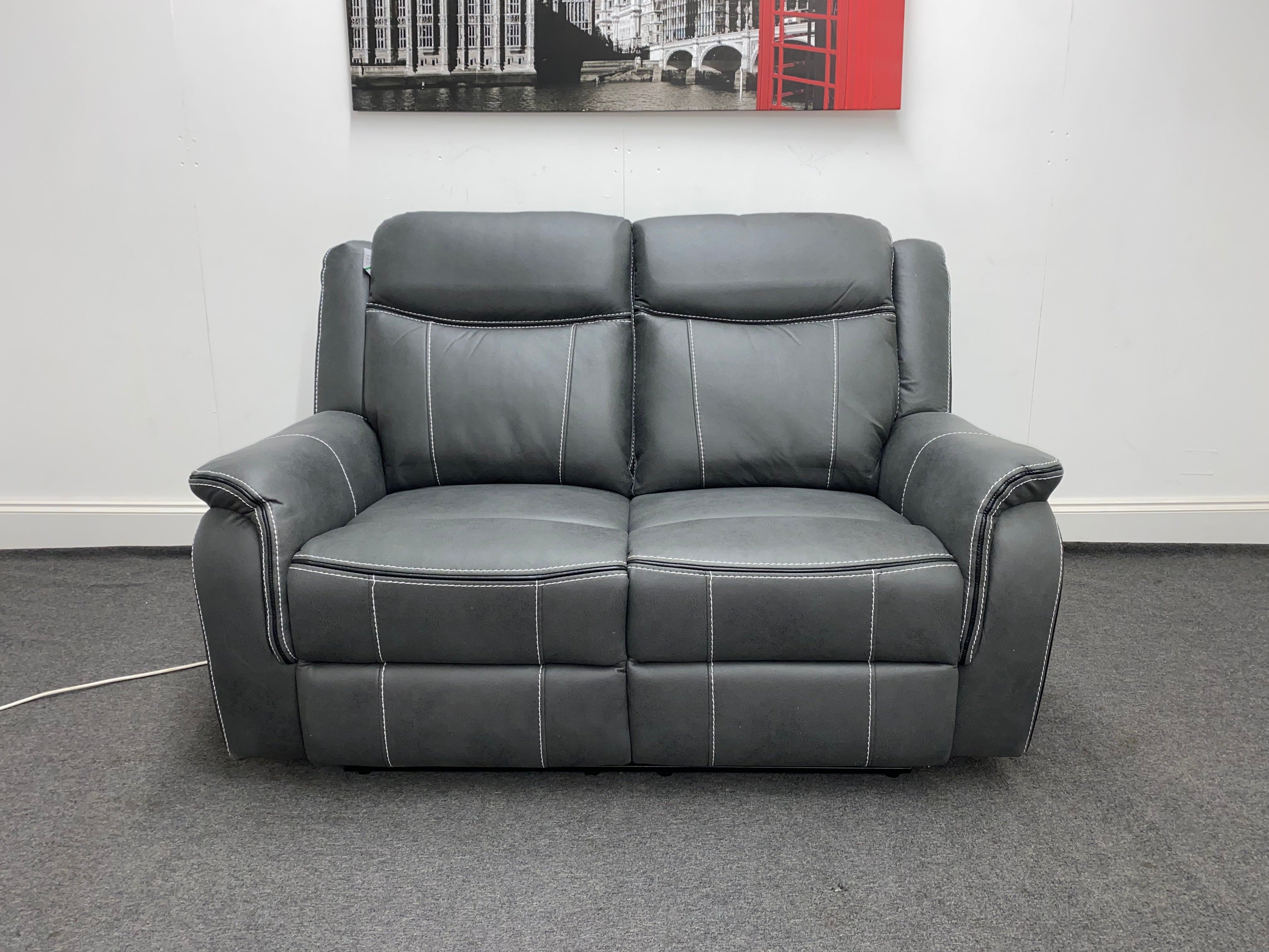 " Mason " Grey Water Resistant Microfibre Fabric 2 + 1 + 1 Seater Electric / Power Recliner Sofa Suite Set Complete With USB Ports | Couch | - Image 11