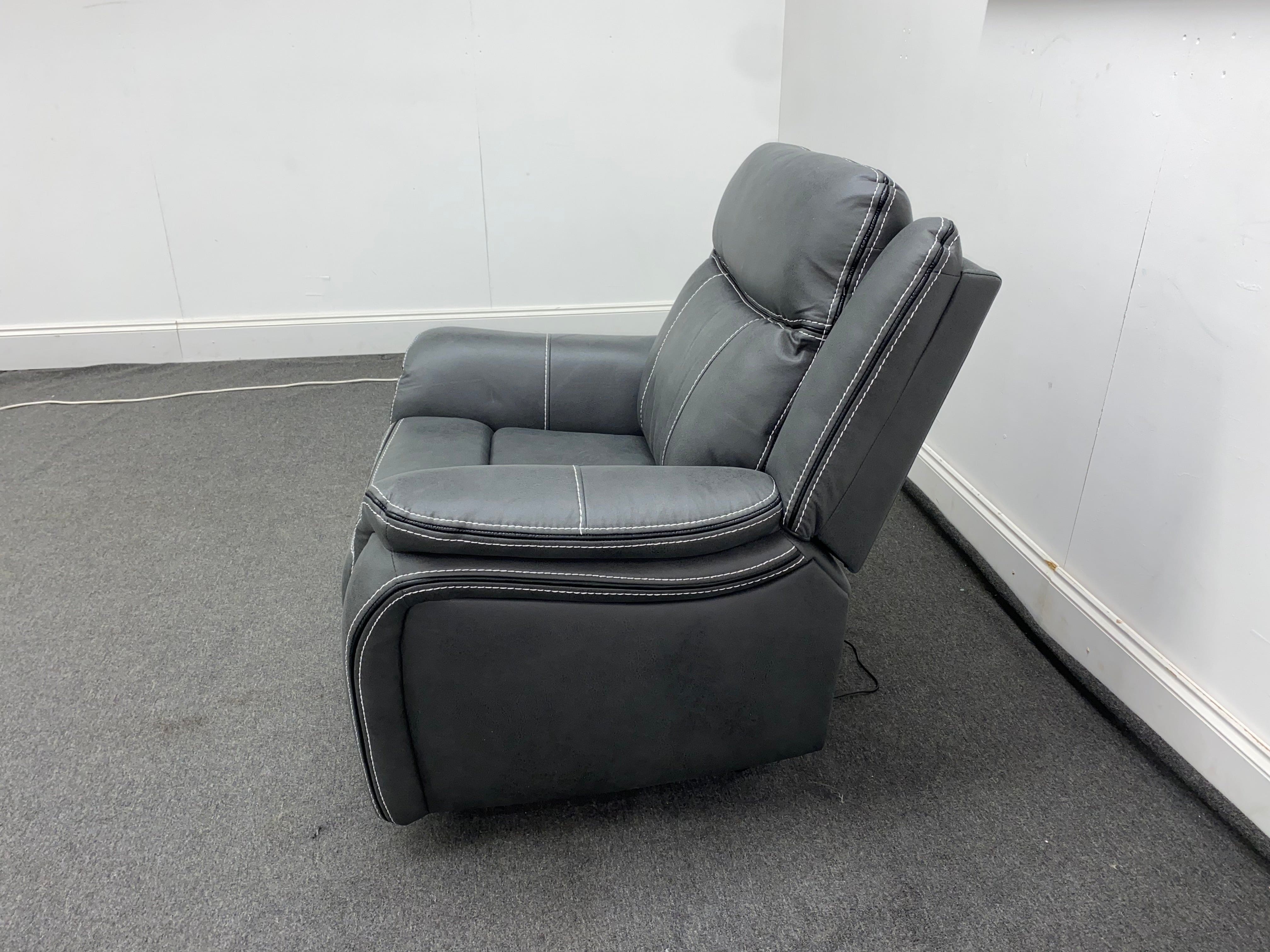" Mason " Grey Microfibre Fabric Armchair Electric / Power Recliner Sofa + USB Ports - Image 4