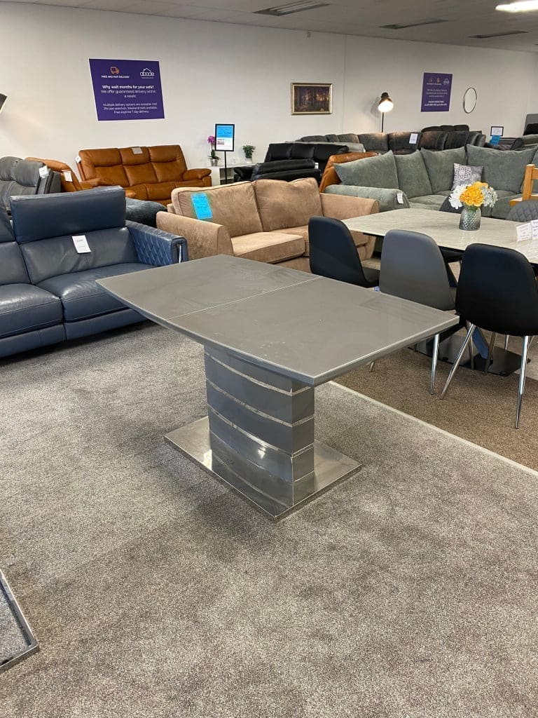 This Whole Dining Set - Grey Extending Glass Top Dining Table ( 140CM - 180CM )+ 6 Grey Leather Chairs - Image 5