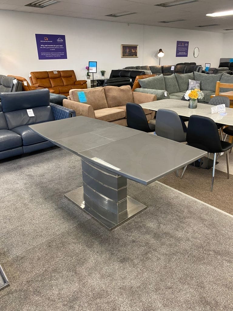 This Whole Dining Set - Grey Extending Glass Top Dining Table ( 140CM - 180CM )+ 6 Grey Leather Chairs - Image 6