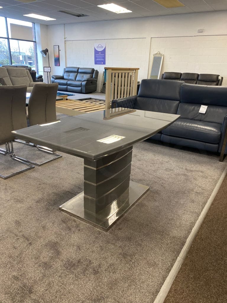This Whole Dining Set - Grey Extending Glass Top Dining Table ( 140CM - 180CM )+ 6 Grey Leather Chairs - Image 9