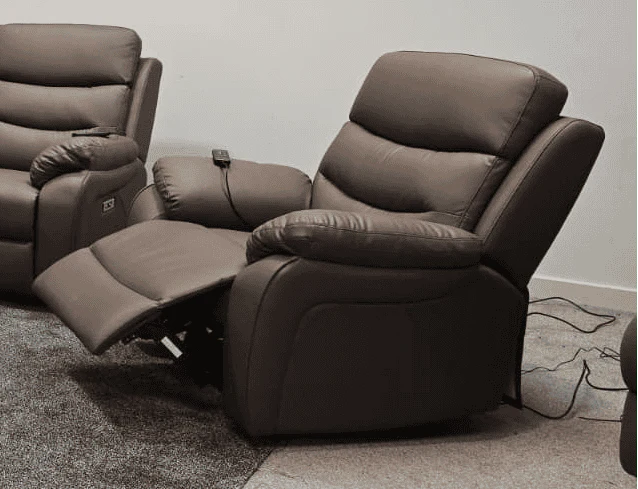 "Bertie" Brown Leather Electric Reclining Massage Sofa Range With Power Headrests & USB Charging Ports For Ultimate Comfort - Image 6
