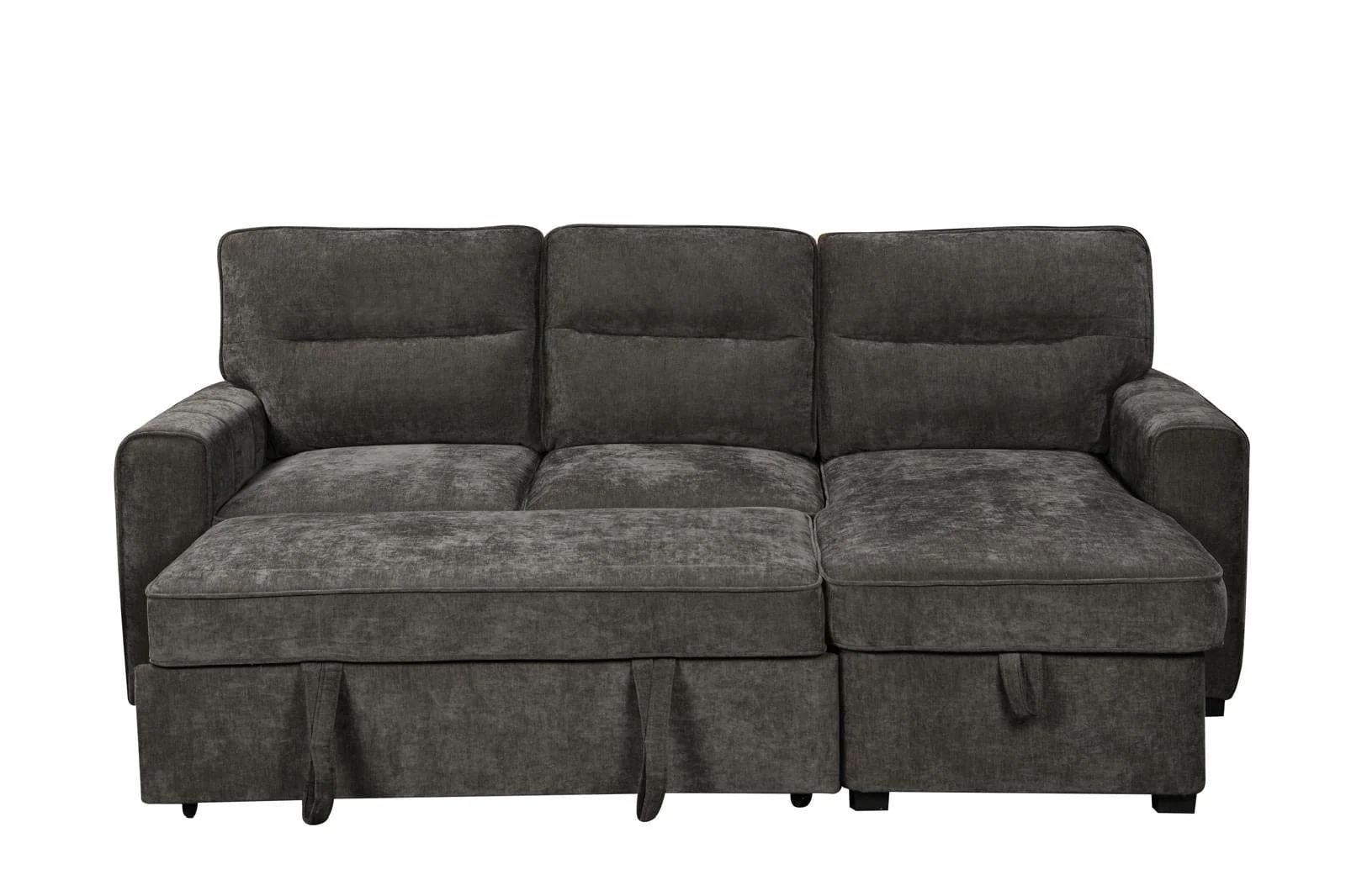 (Back in stock 15th August) 'Lionel' Charcoal Grey Fabric Right Hand Facing Corner Sofa Bed With Storage - Image 7