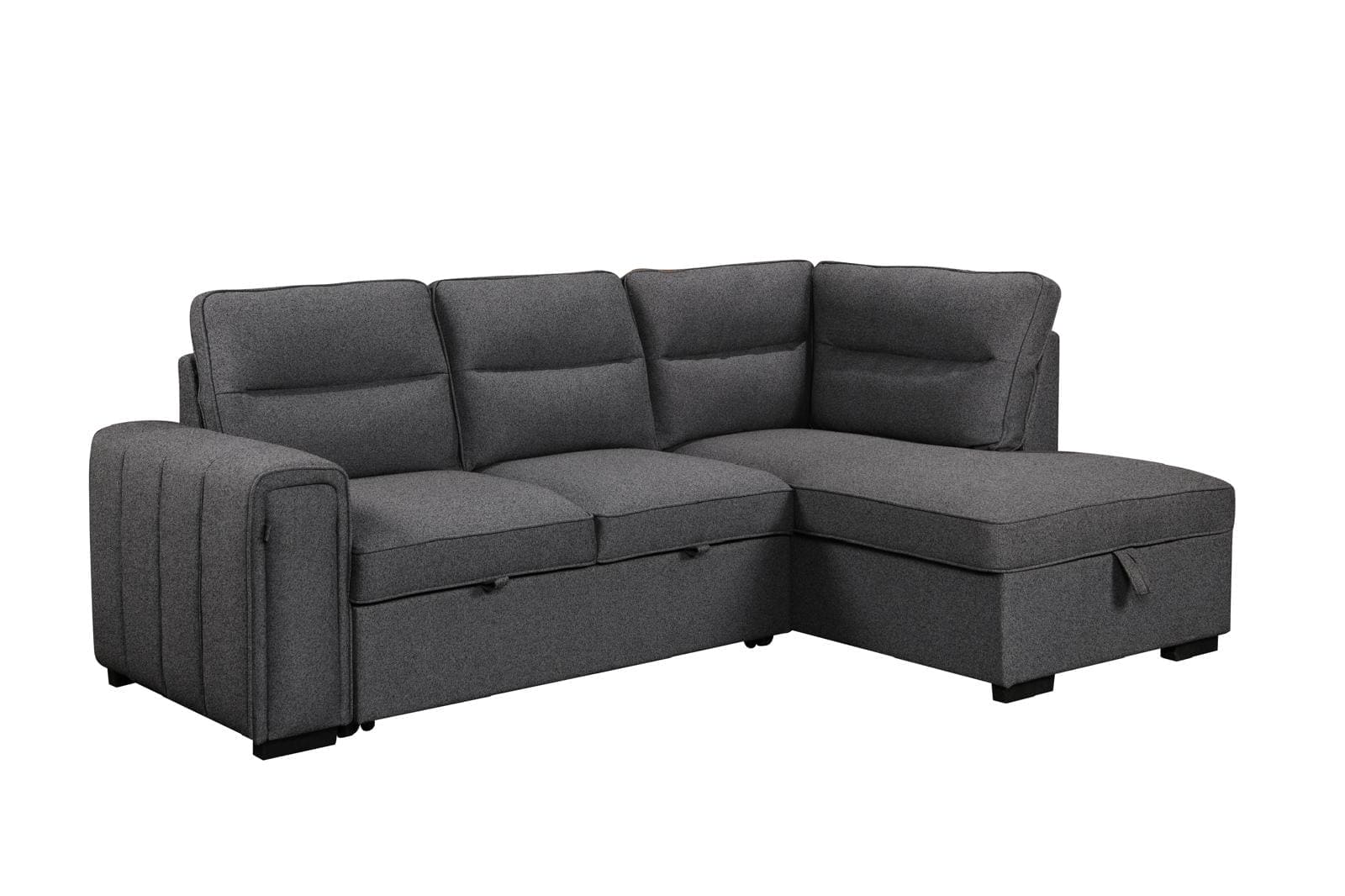 (Back in stock 15th August) 'Musk' Dark Grey Fabric Right Hand Facing Corner Sofa Bed With Storage & Drinks Holder - Image 6