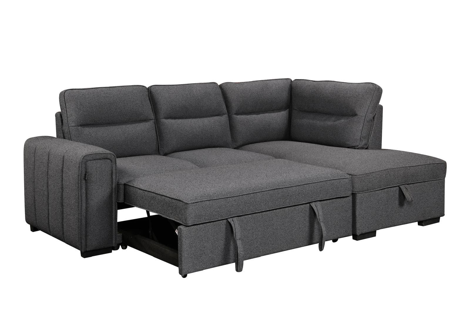 (Back in stock 15th August) 'Musk' Dark Grey Fabric Right Hand Facing Corner Sofa Bed With Storage & Drinks Holder - Image 8