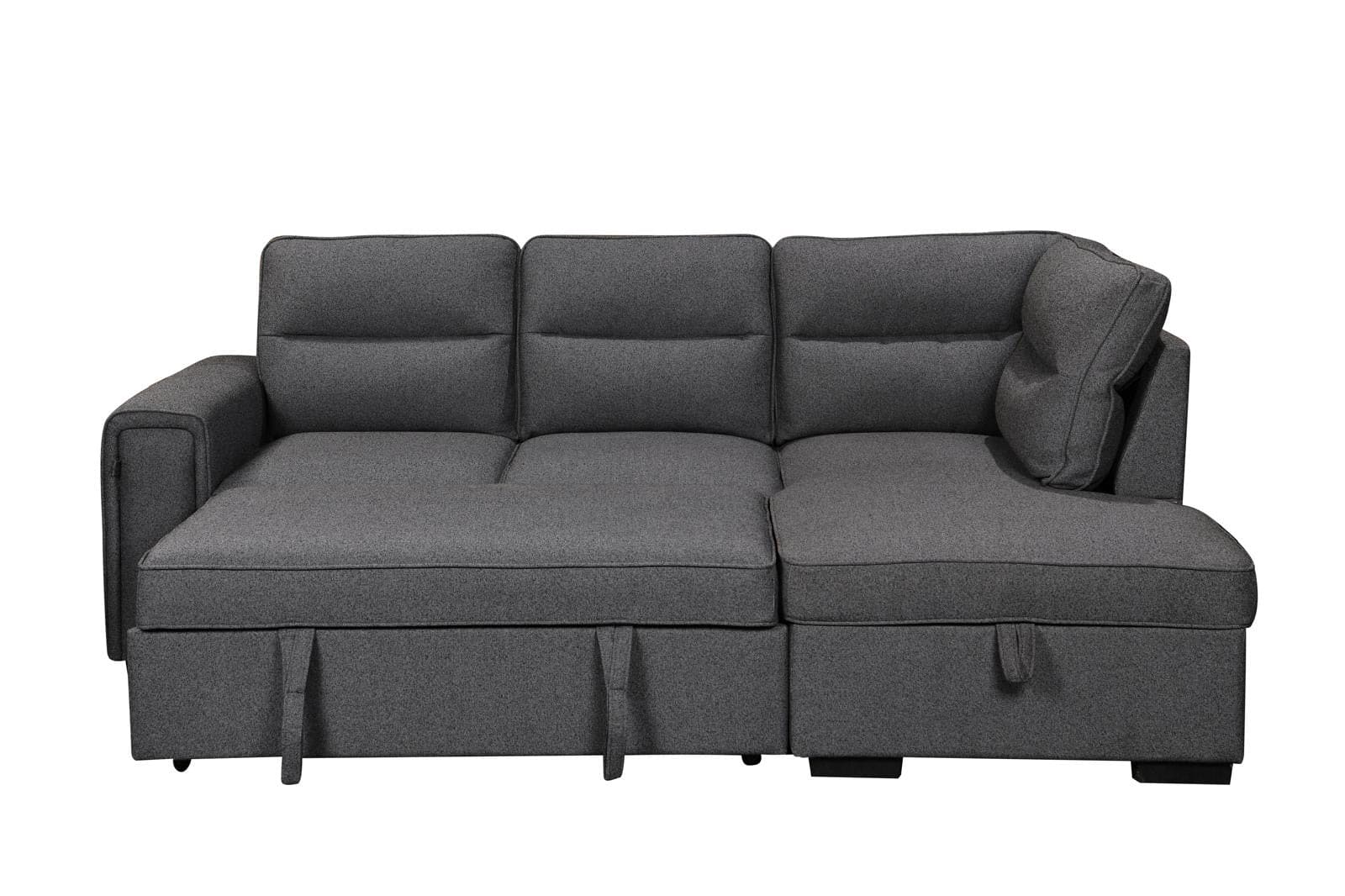 (Back in stock 15th August) 'Musk' Dark Grey Fabric Right Hand Facing Corner Sofa Bed With Storage & Drinks Holder - Image 9