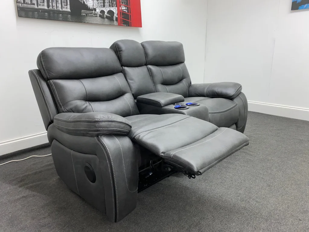 Cinema Sofa | Drinks Coolers | Wireless Charging | Bluetooth Speakers | Power Adjustable Headrests | Express Smart Tech 2 Seater Fabric Power Recliner Sofa With Drinks Console | Couch | - Image 10