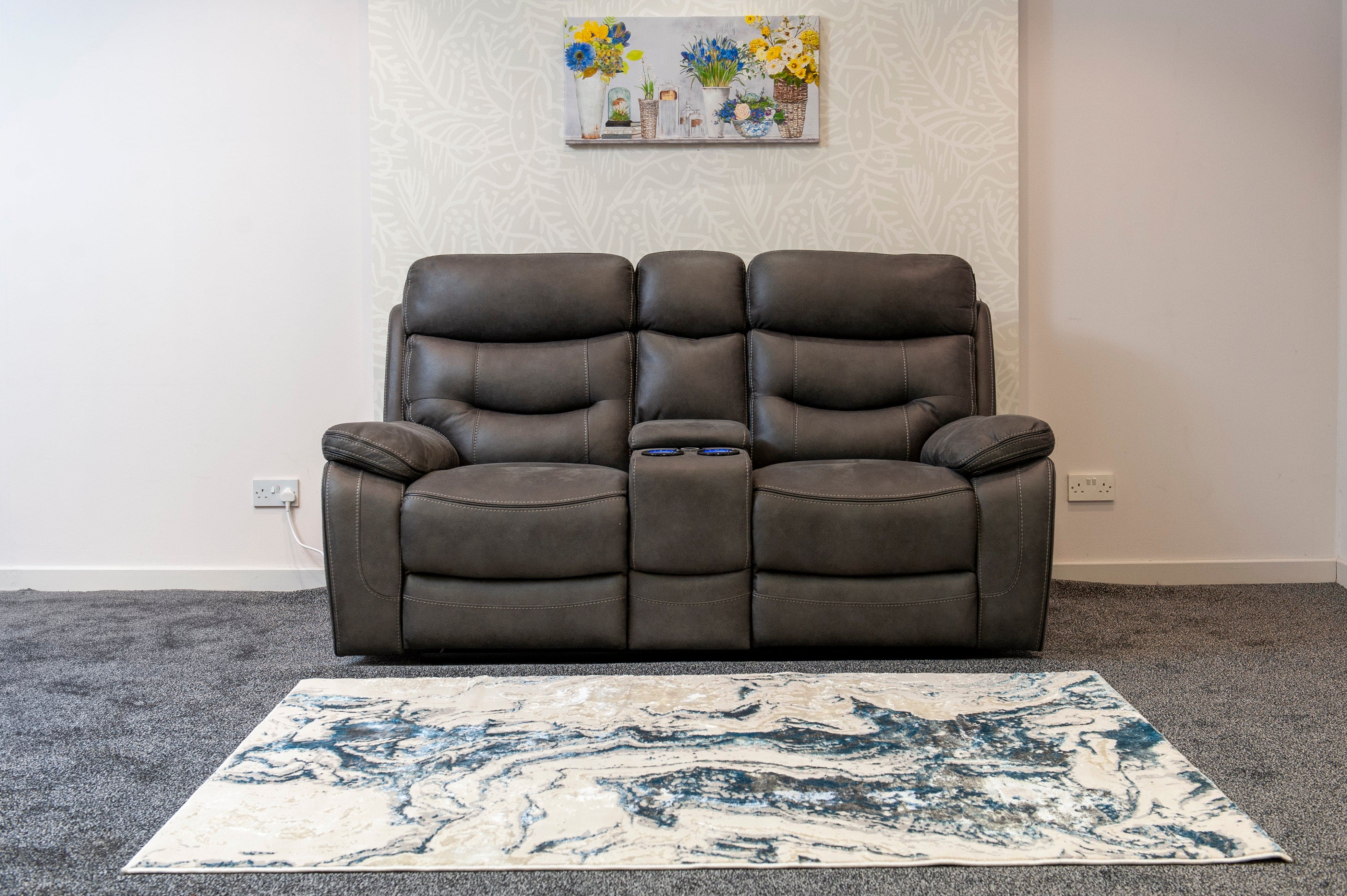 Cinema Sofa | Drinks Coolers | Wireless Charging | Bluetooth Speakers | Power Adjustable Headrests | Express Smart Tech 2 Seater Fabric Power Recliner Sofa With Drinks Console | Couch | - Image 13