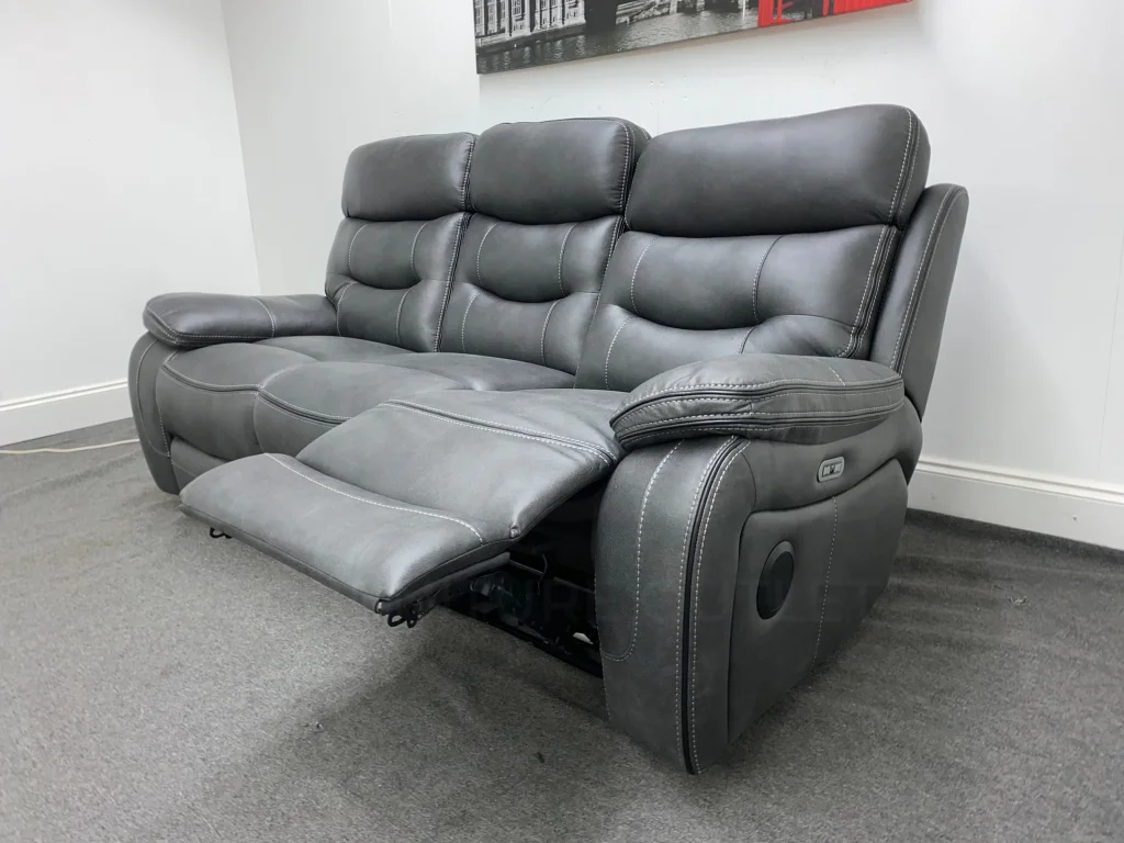 Cinema Sofa | Adjustable Power Headrests | Bluetooth Speakers | Vinson Express Smart Tech 3 Seater Fabric Power Recliner Sofa - Image 10