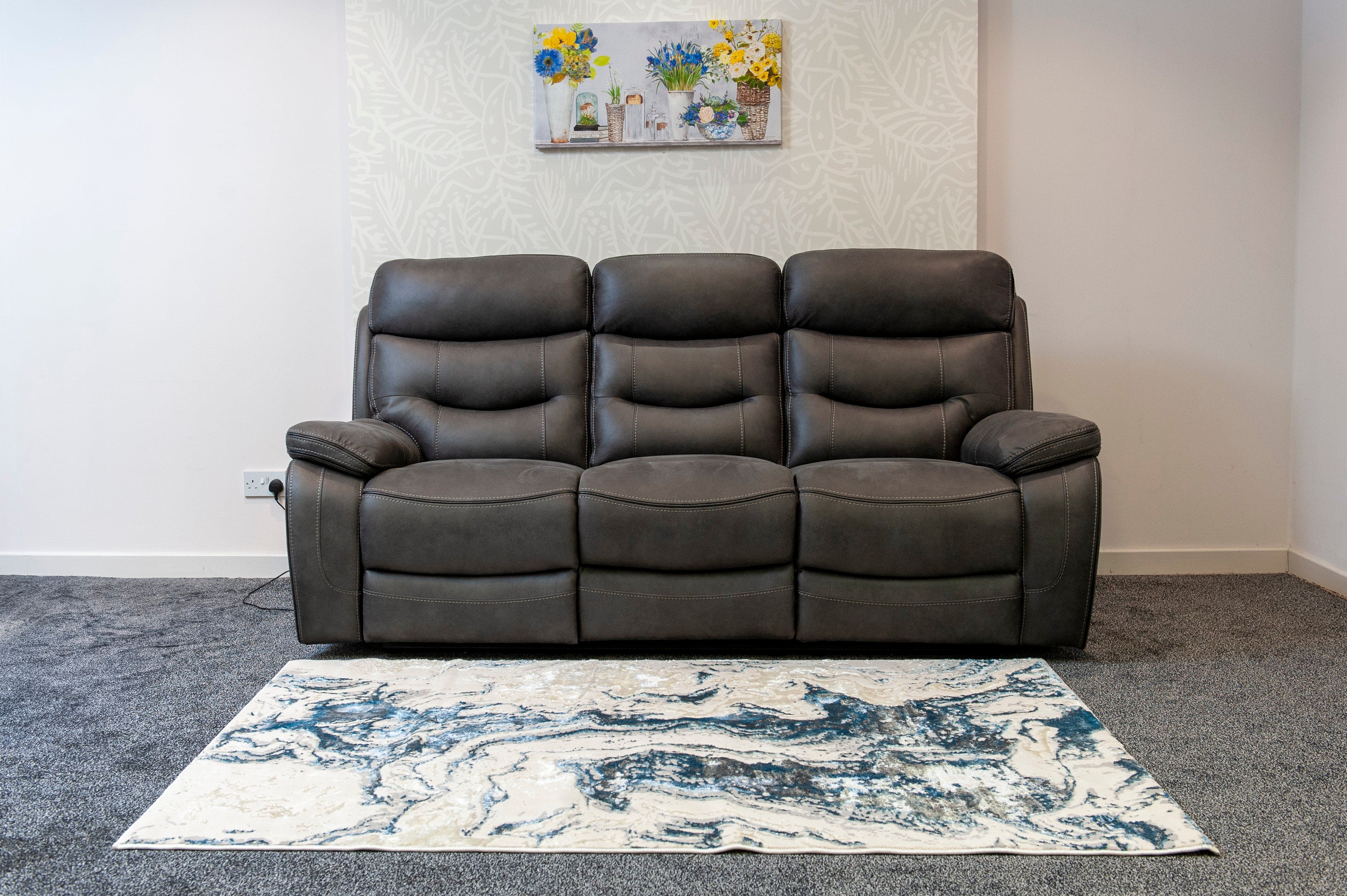 Cinema Sofa | Adjustable Power Headrests | Bluetooth Speakers | Vinson Express Smart Tech 3 Seater Fabric Power Recliner Sofa - Image 13