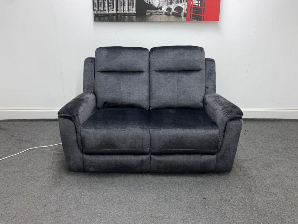 Orwell - Compact Charcoal Grey Velvet Electric / Power Reclining 2 Seater - USB Charging - Image 2