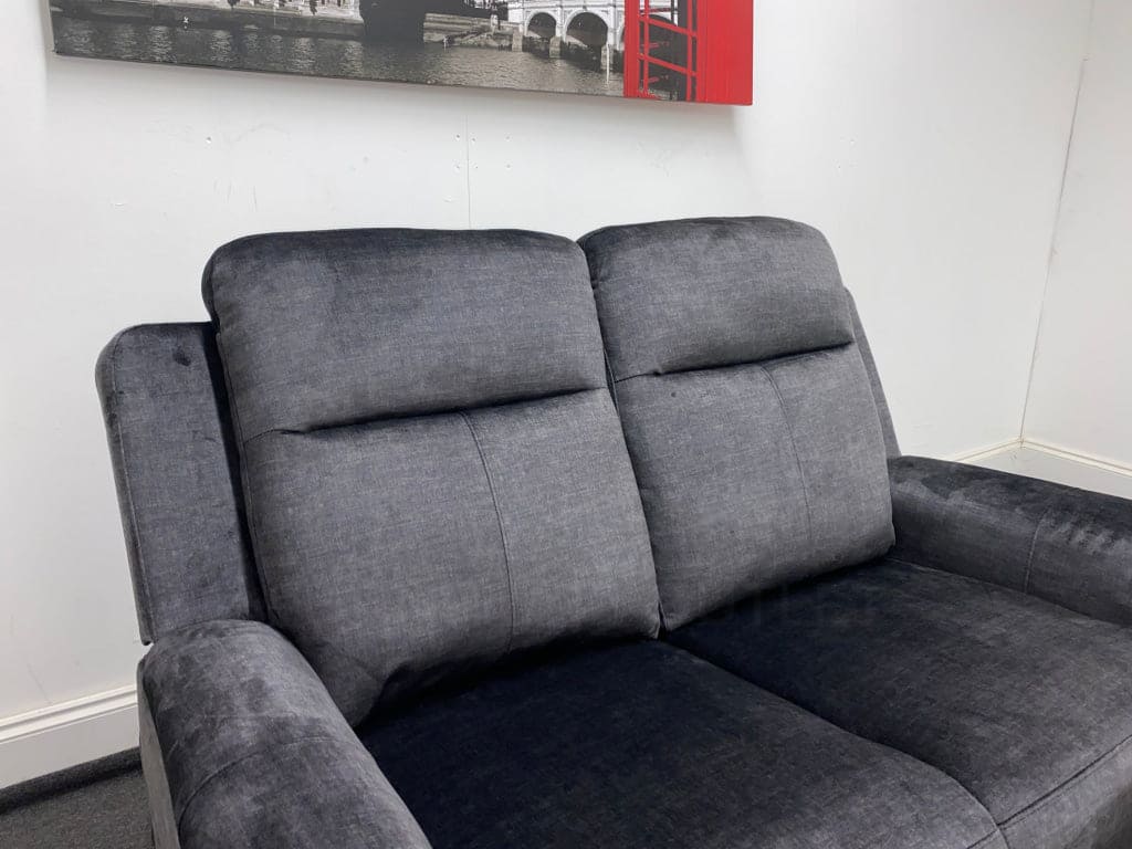 Orwell - Compact Charcoal Grey Velvet Electric / Power Reclining 3 Seater + 2 Seater Sofa Set - USB Charging & Drinks Tray Table With Wireless Charging - Image 8