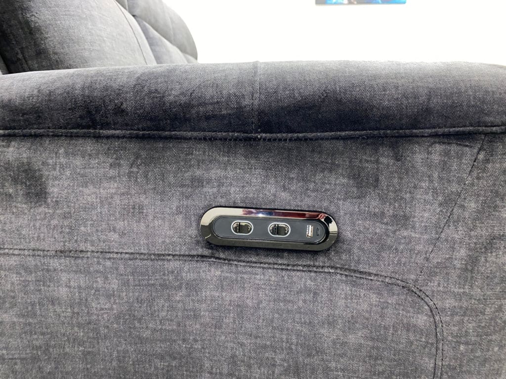 Orwell - Compact Charcoal Grey Velvet Electric / Power Reclining 3 Seater - USB Charging & Drinks Tray Table With Wireless Charging - Image 8