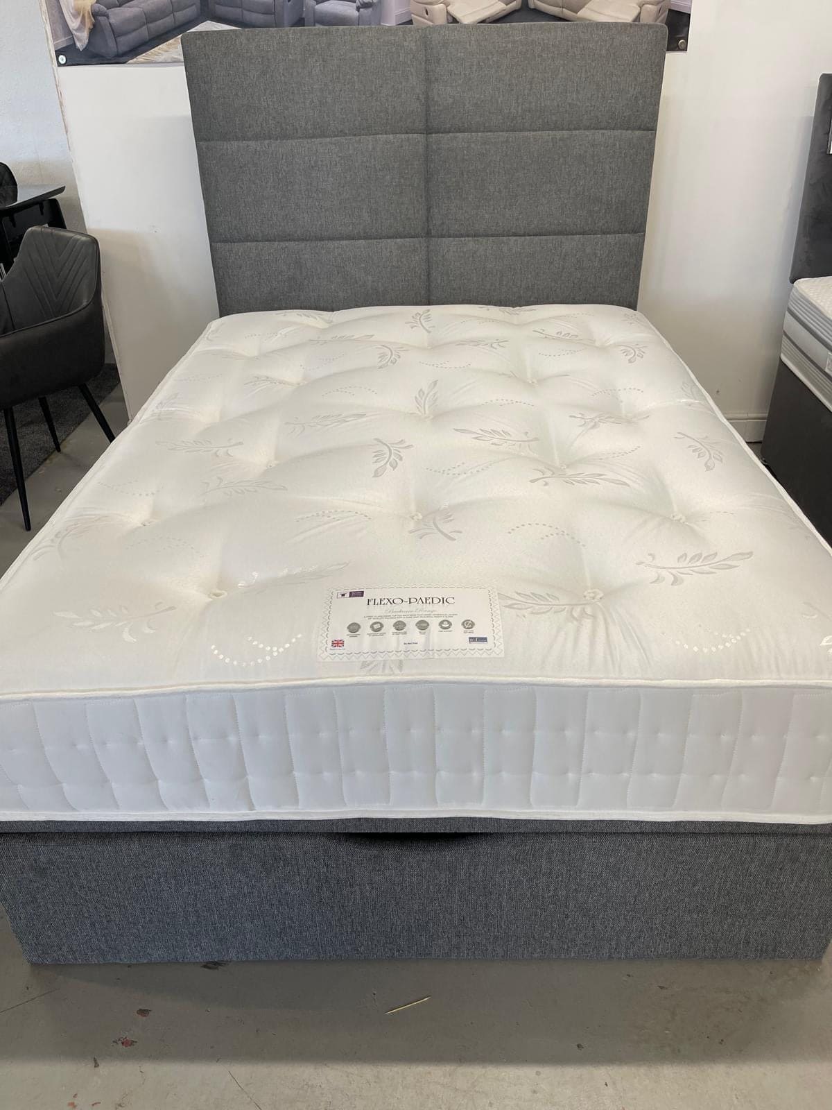 'Indulgence' Grey Fabric Ottoman Bed Frame & Firm Mattress Package - Available In 4'6ft Double or 5ft King - Image 13