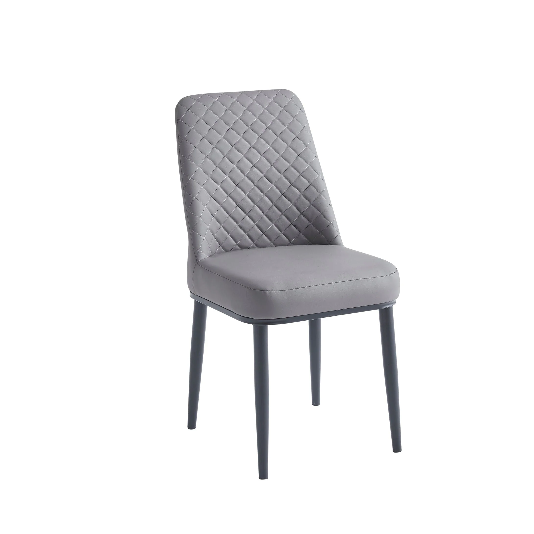 OXFD Quilted Back Grey Leather Chairs With Black Metal Legs | Set Of 2, 4, 6 or 8