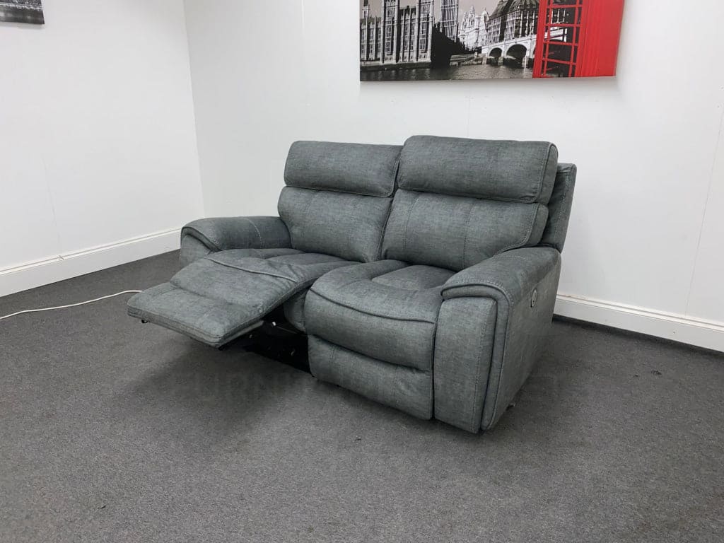Portebello Electric Recliner Grey Fabric 2 Seater Sofa - Image 4