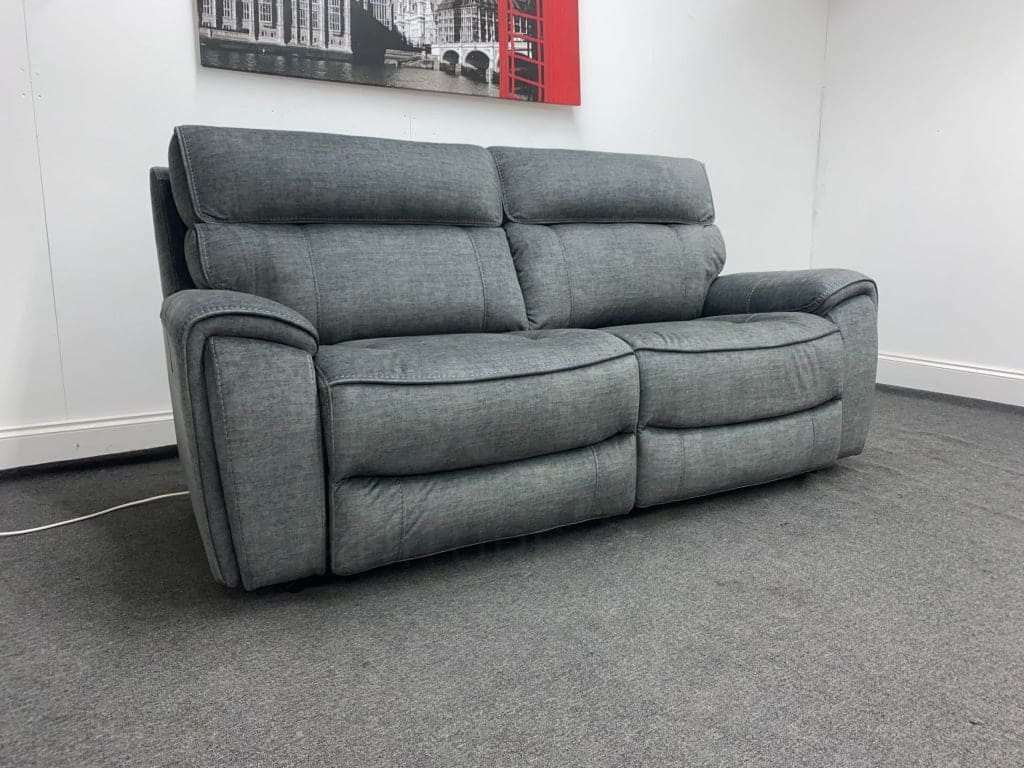 Portebello Electric Recliner Grey Fabric 3 Seater Sofa Wide Seat Model - Image 5