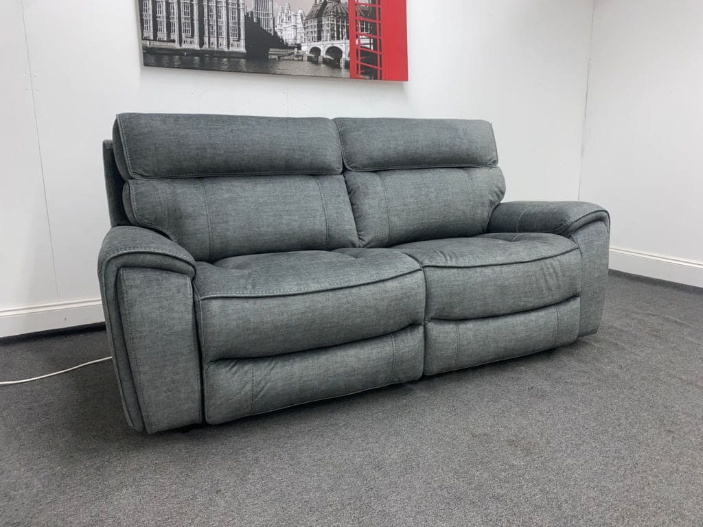 Portebello Electric Recliner Grey Fabric 3 Seater Sofa Wide Seat Model - Image 6
