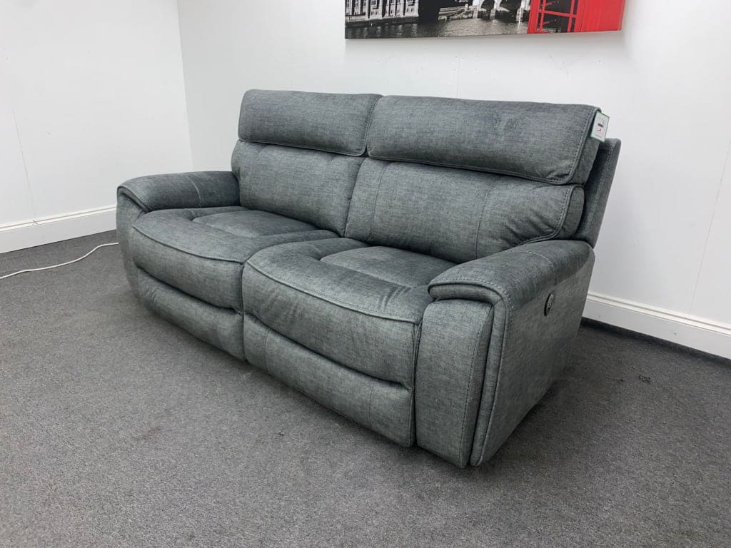 Portebello Electric Recliner Grey Fabric 3 Seater Sofa Wide Seat Model - Image 7