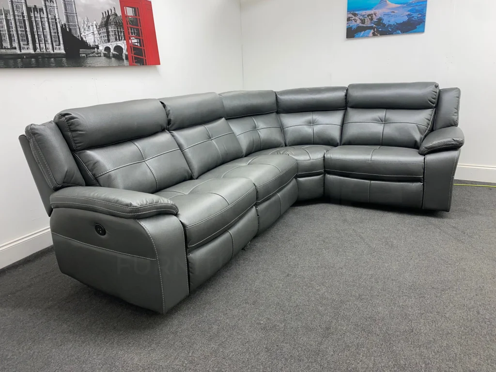 Parker Electric Recliner Grey Leather Reversible Corner Sofa - Image 13