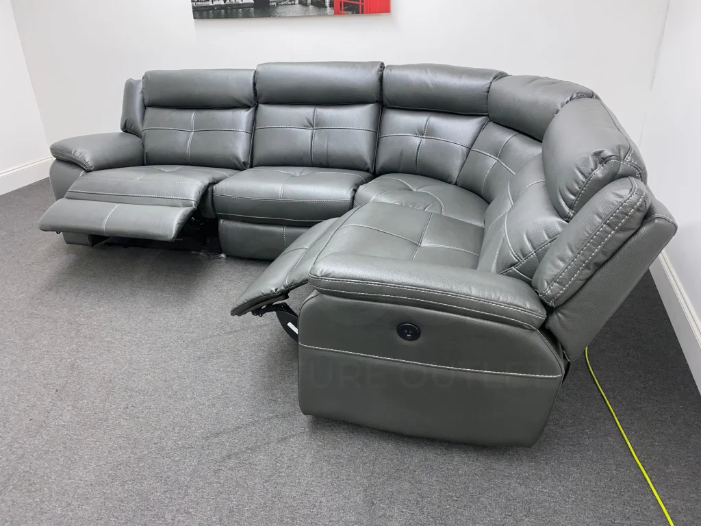Parker Electric Recliner Grey Leather Reversible Corner Sofa - Image 17