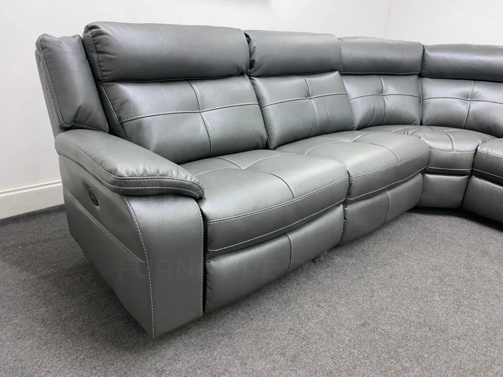 Parker Electric Recliner Grey Leather Reversible Corner Sofa - Image 19