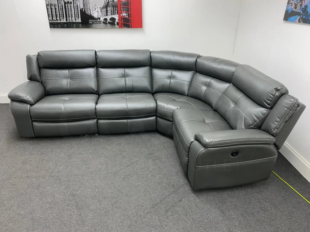 Parker Electric Recliner Grey Leather Reversible Corner Sofa - Image 20