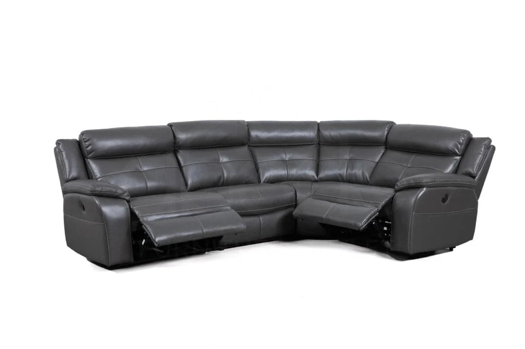 Parker Electric Recliner Grey Leather Reversible Corner Sofa - Image 3