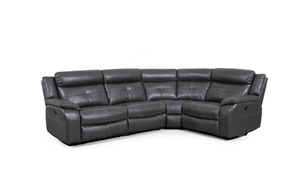 Parker Electric Recliner Grey Leather Reversible Corner Sofa - Image 4