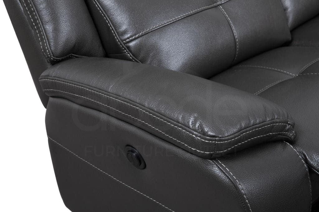 Parker Electric Recliner Grey Leather Reversible Corner Sofa - Image 5