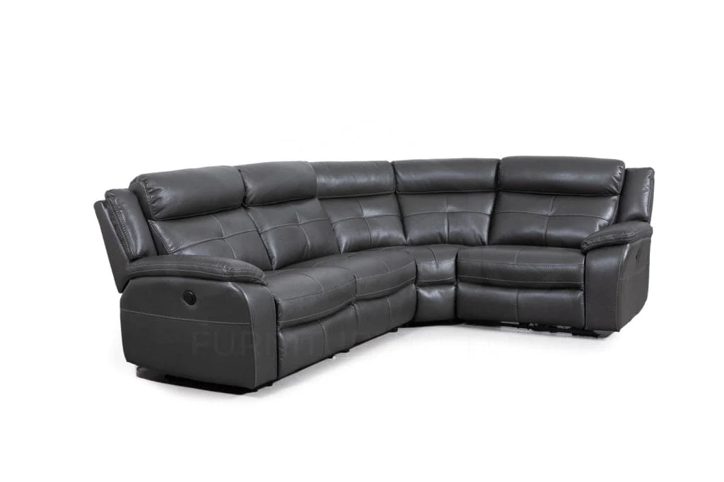 Parker Electric Recliner Grey Leather Reversible Corner Sofa - Image 6